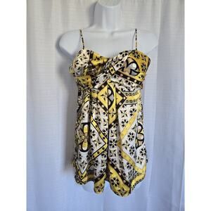 Rampage Small Vintage Y2k Babydoll Festival Yellow Floral Tank Top Boho Twist